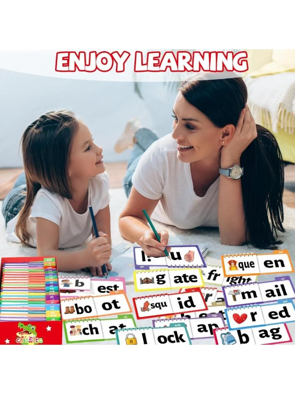 48-Word Family Build Book & Phonics Flashcards for Kids - Learn to Read & Rhyme!